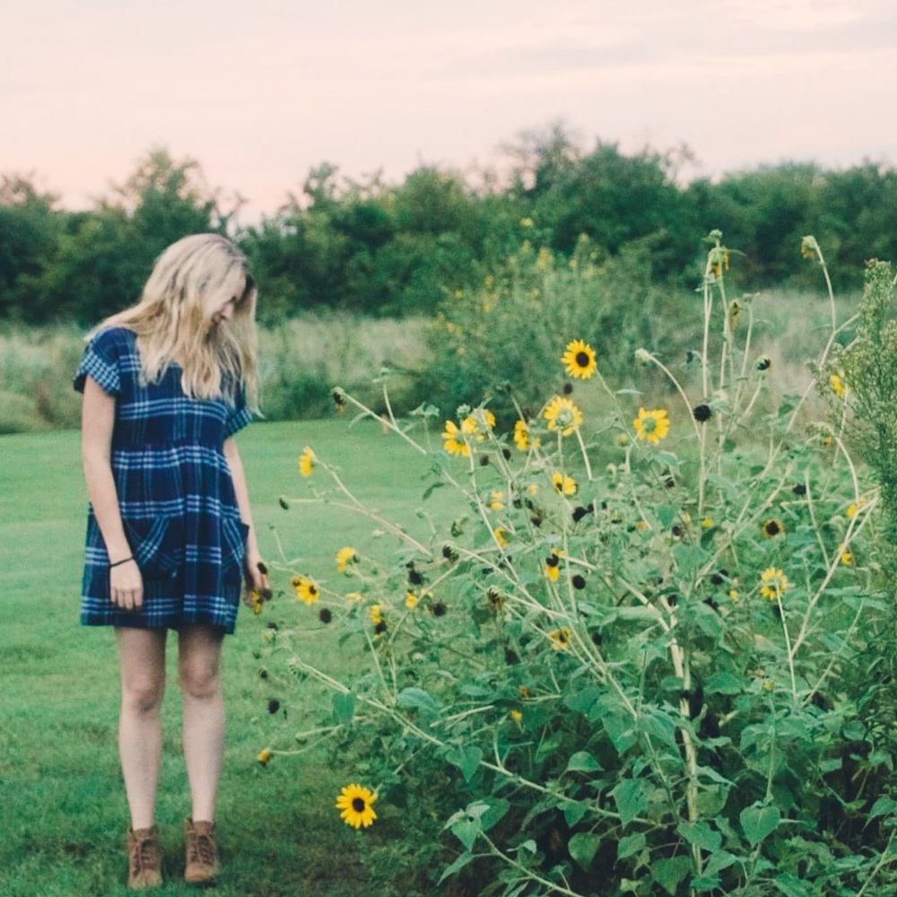 Anthropologie Blue Plaid Babydoll Dress